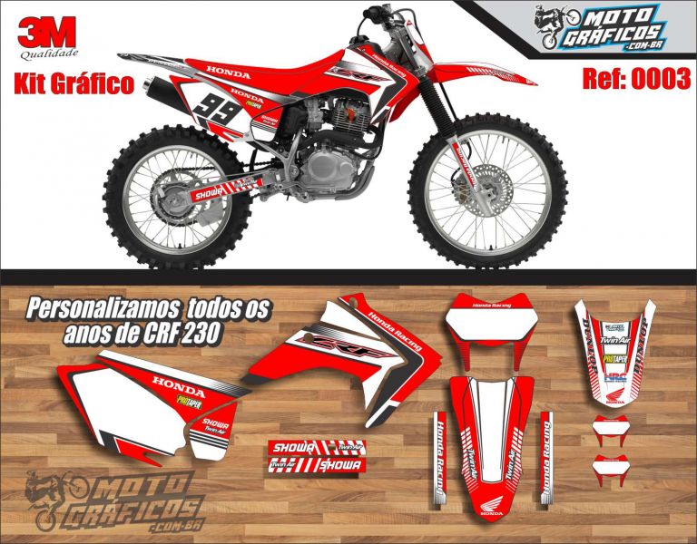 Kit gráfico adesivo CRF 230 3M Enduro e Motocross