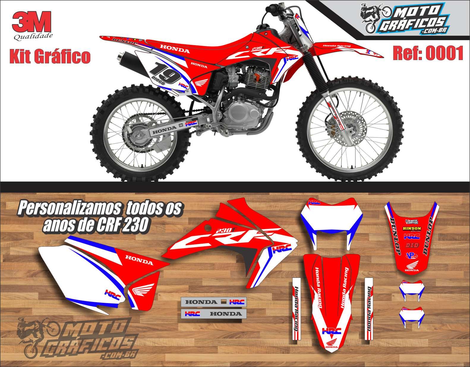 Kit Adesivo Moto De Trilha XR 200 - Azul e Vermelho