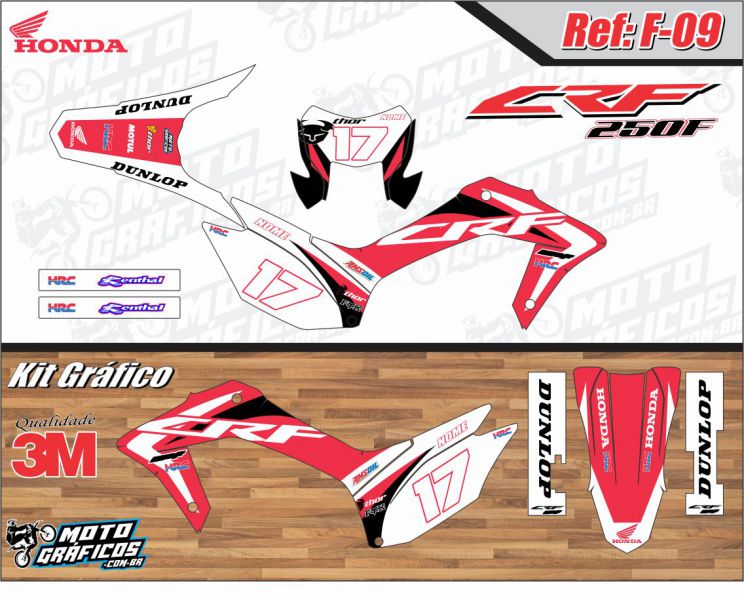 Kit gráfico adesivo CRF 230 3M Enduro e Motocross