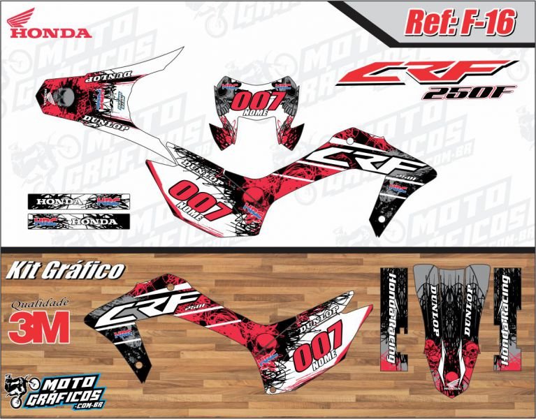 Kit gráfico adesivo CRF 230 3M Enduro e Motocross